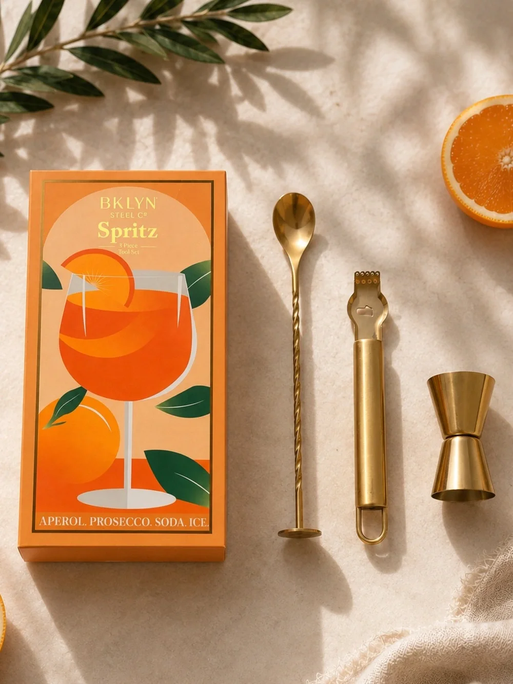 BKLYN Steel Co. Spritz 3-Piece Cocktail Tool Gift Set – Gold